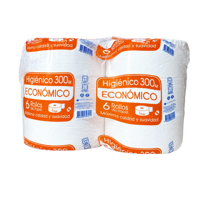 HIGIENICO ECONOMICO TECNOROLL HOJA SIMPLE 6X300MTS - 40010121
