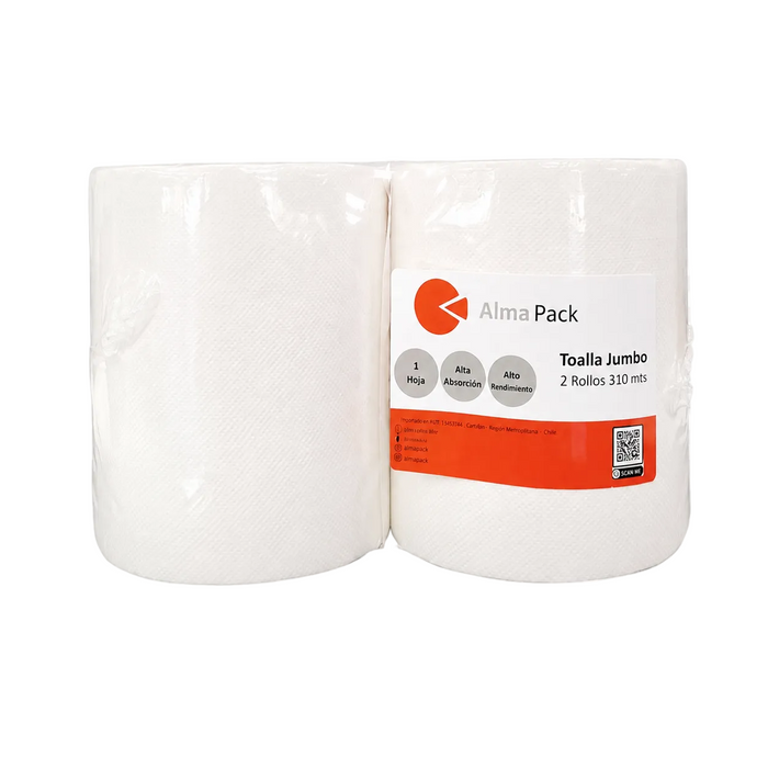 TOALLA JUMBO BLANCA 310 M 2 RO/PQTE - 40050505