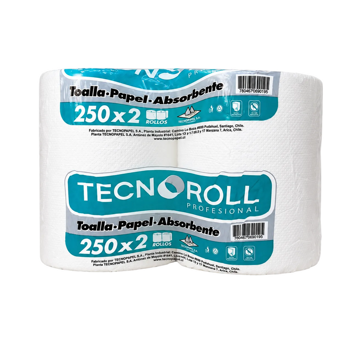 TOALLA TECNOROLL HOJA SIMPLE 2ROLLOSXPACK 250MTS - 40050520