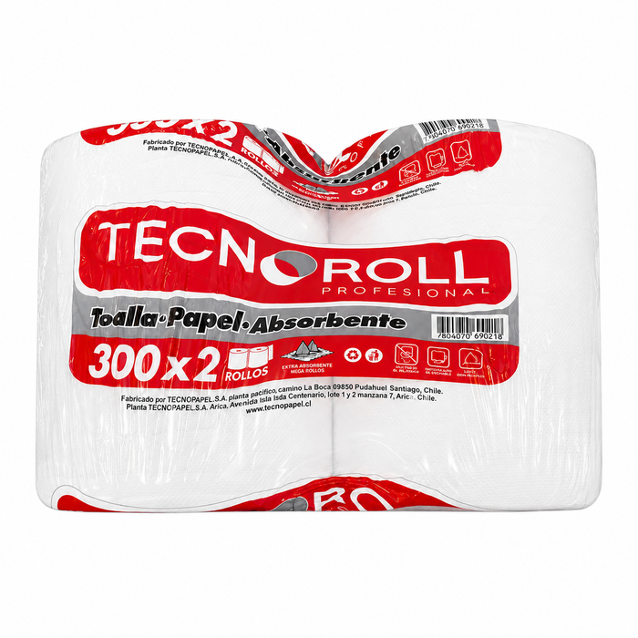 TOALLA TECNOROLL HOJA SIMPLE 2ROLLOSXPACK 300MTS